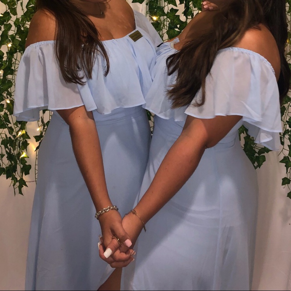 Light Blue Formal Long Strapless Dress